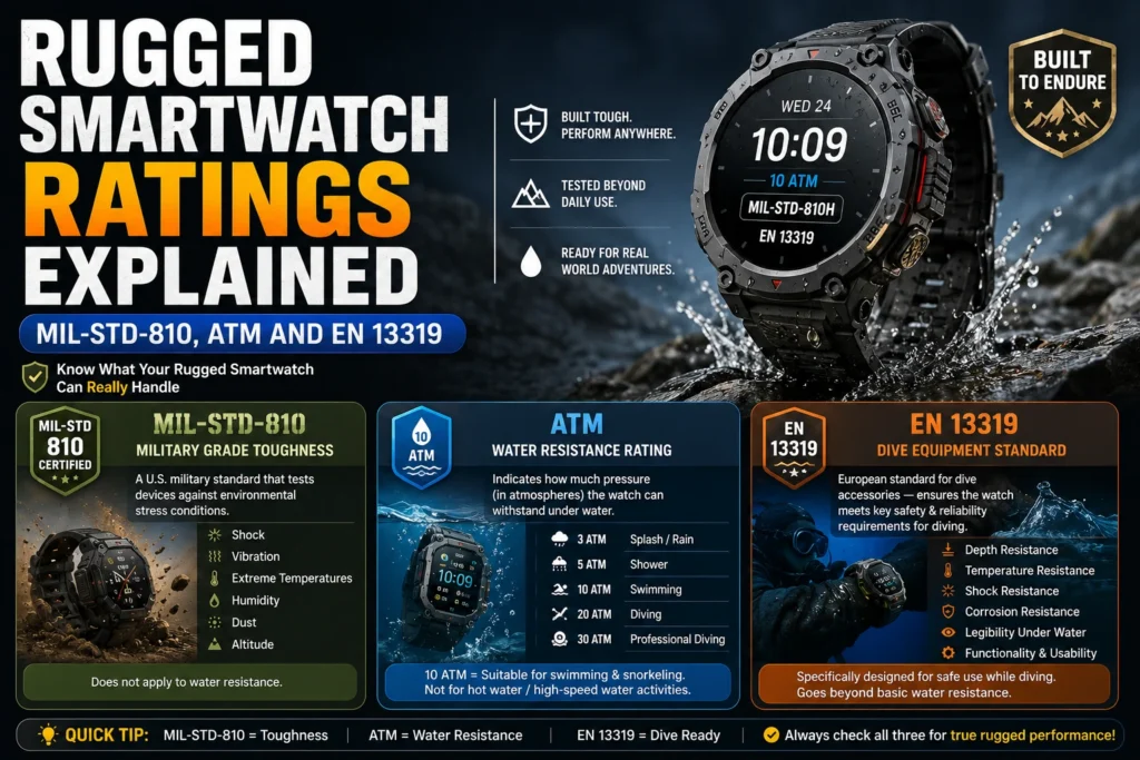 Rugged Smartwatch Ratings Explained MIL-STD-810, ATM and EN 13319
