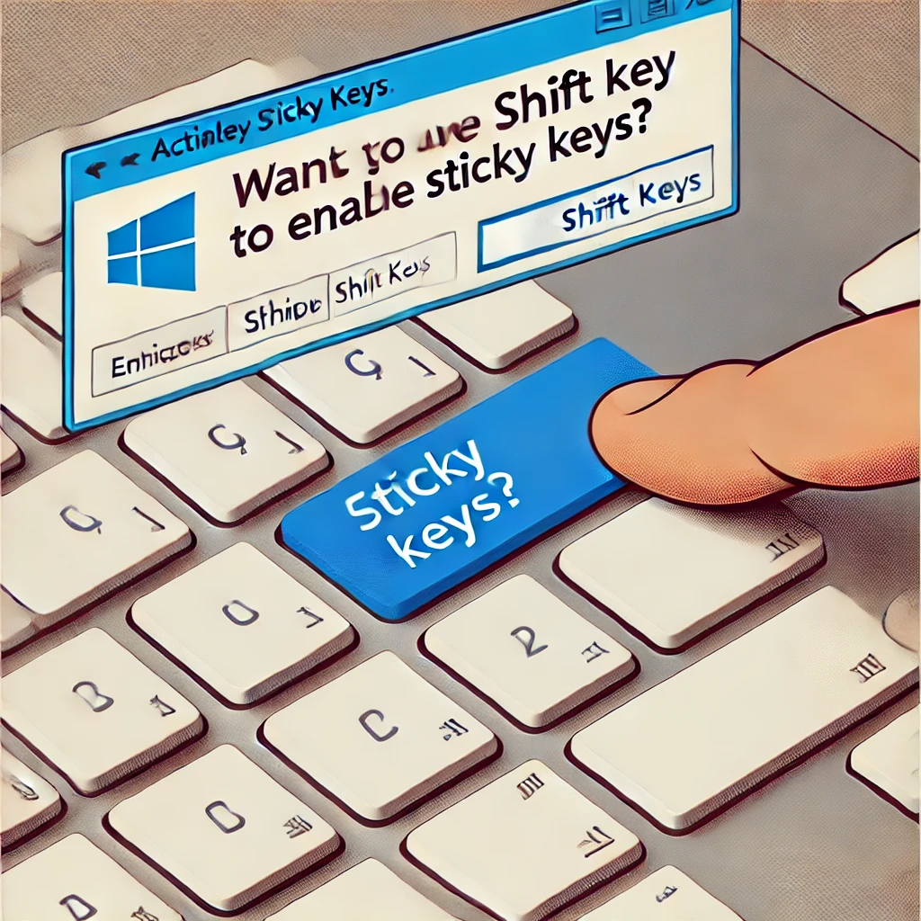 Shift Key Shortcut Press Shift five times quickly. A pop-up will ask if you want to enable or disable Sticky Keys